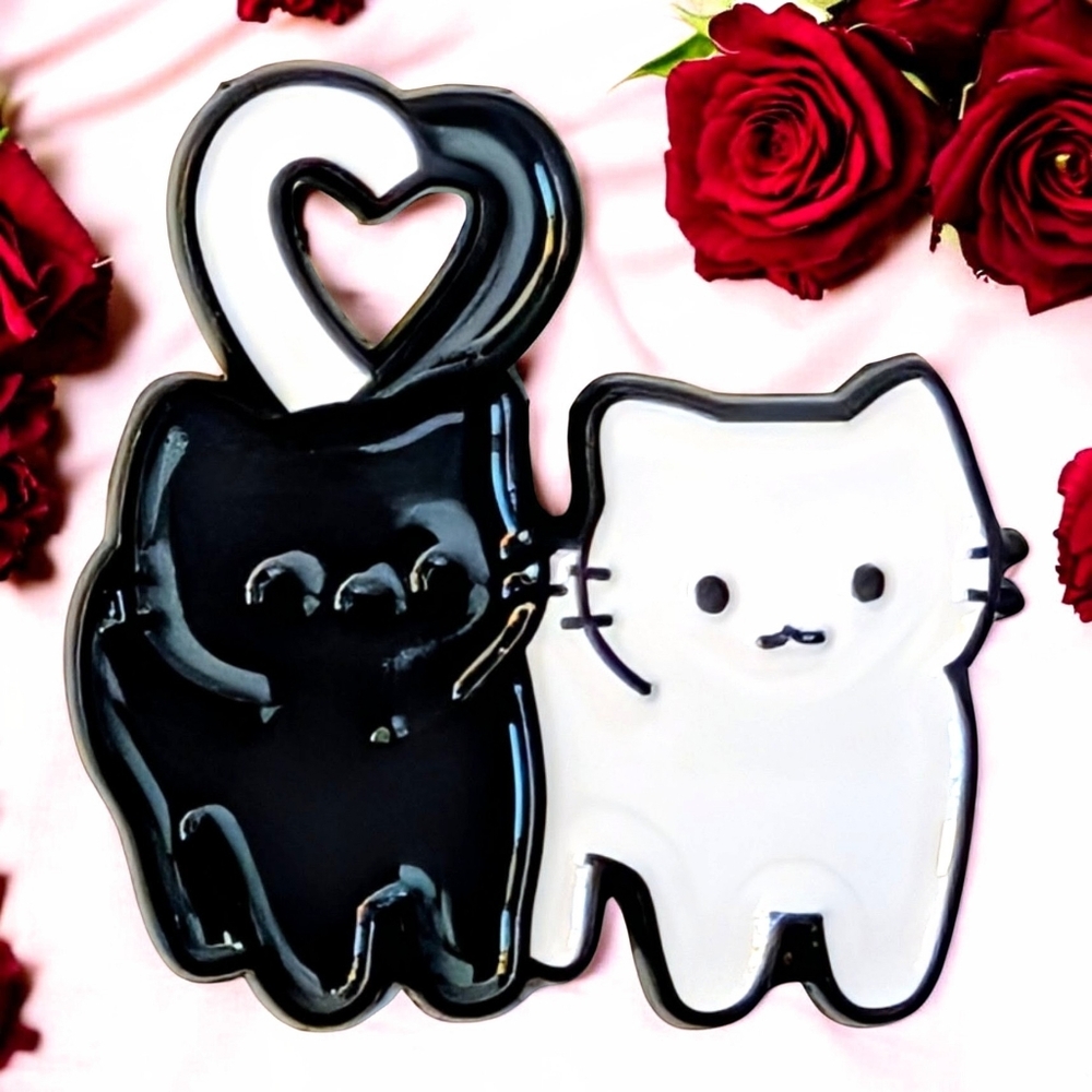 Charming Black and White Cat Pin